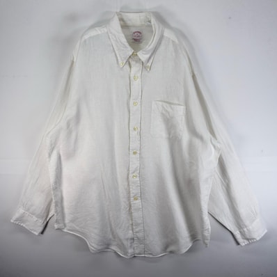 古着 ブルックスブラザーズ Brooks Brothers 長袖シャツ リネン 1818 XL ホワイト系 無地 メンズ