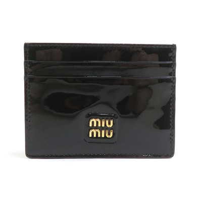 ミュウミュウ MIUMIU カードケース パテントレザー ブラック レディース【中古】 h32449j