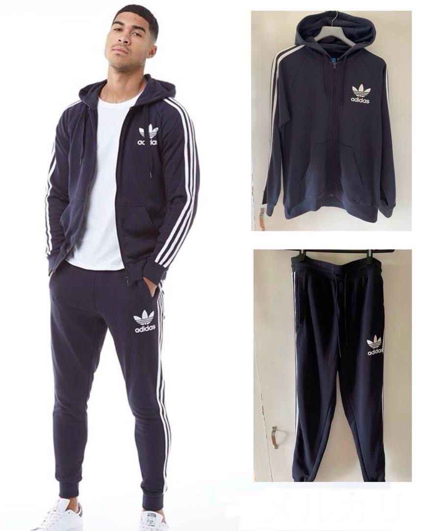 adidas originals 上下 スウェット パーカー パンツ ネイビー紺