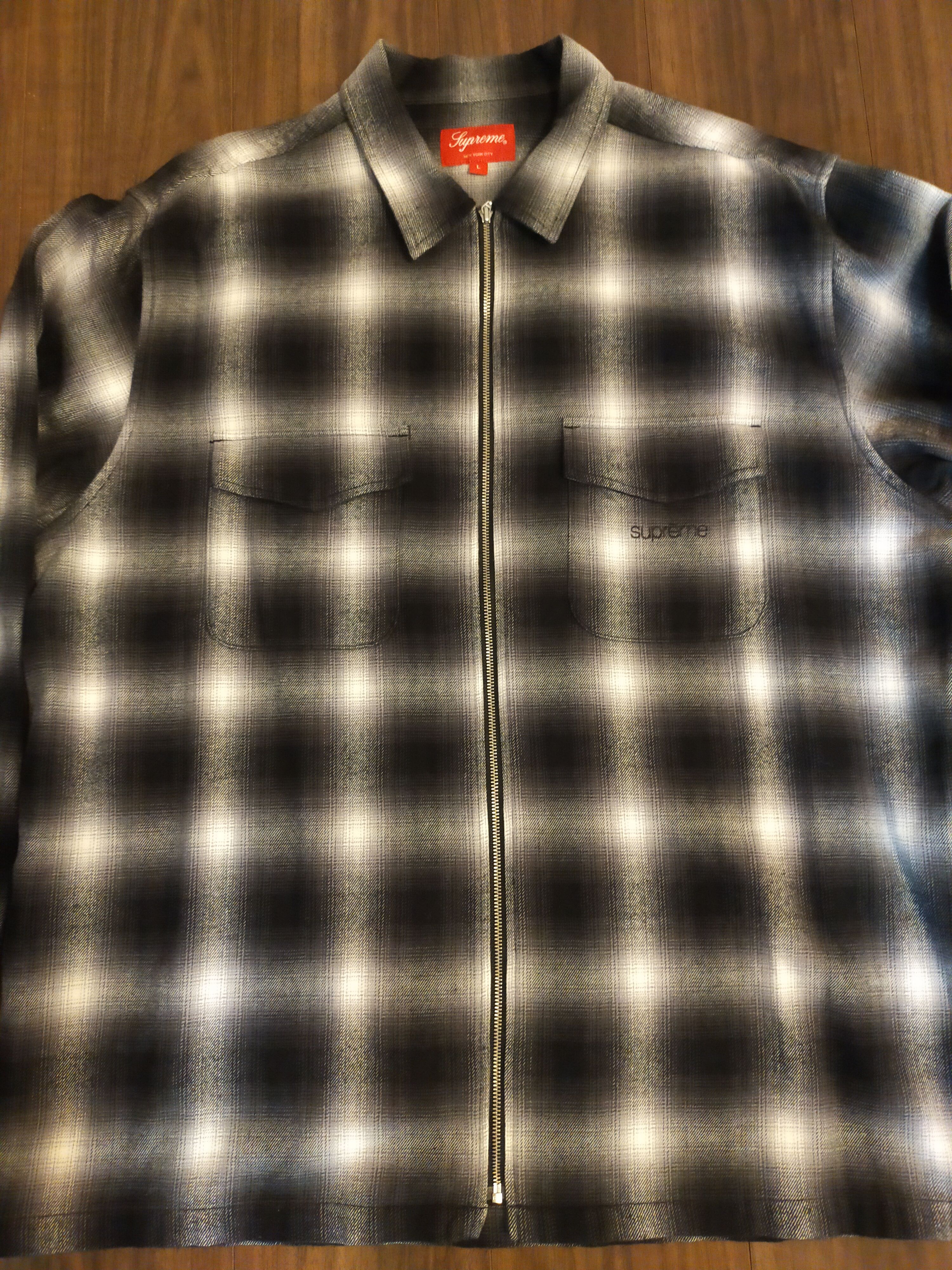 Supreme Shadow Plaid Flannel Zip Up Shirt "Black"