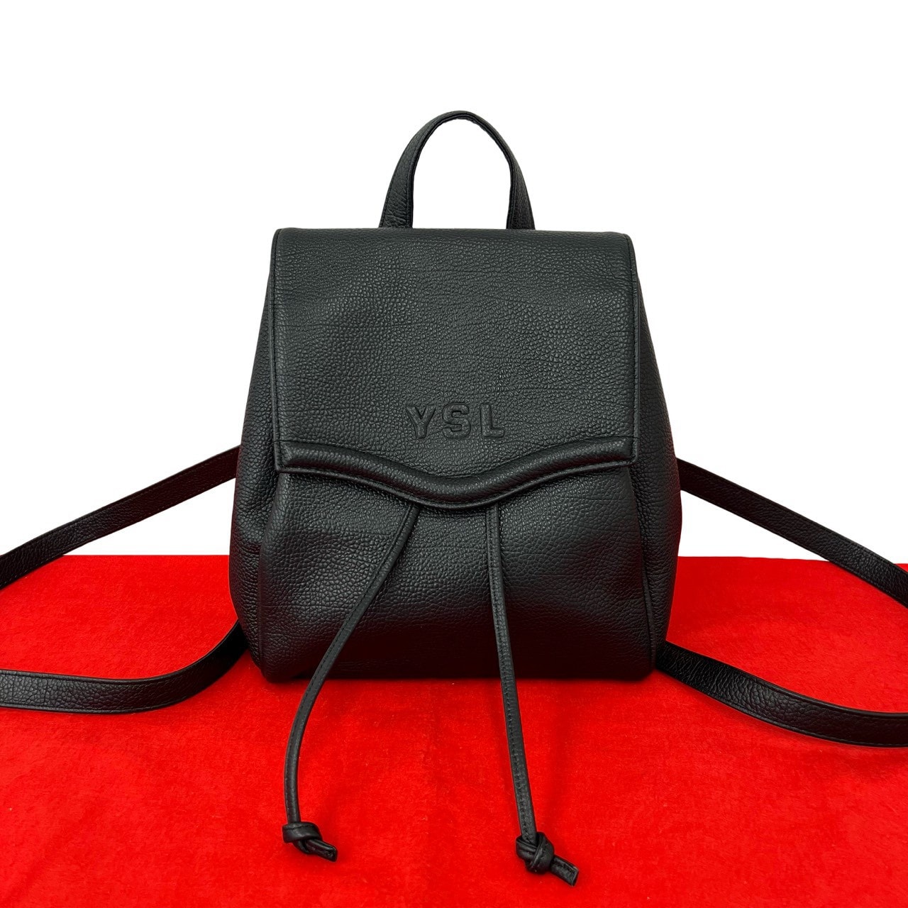 YVES SAINT LAURENT イヴ・サンローラン YSL ロゴ レザー リュックサック ブラック
 962-4