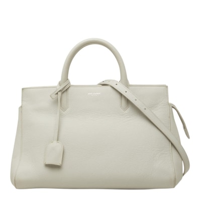 サンローラン カバ リヴゴーシュ ハンドバッグ ショルダーバッグ 2way 400413 ライトグレー レザー レディース SAINT LAURENT 中古