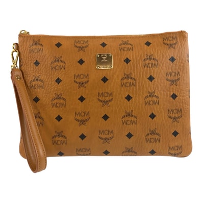 美品 MCM エム シー エム ヴィセトス ブラウン ゴールド金具 レザー クラッチバッグ セカンドバッグ 603607 【中古】