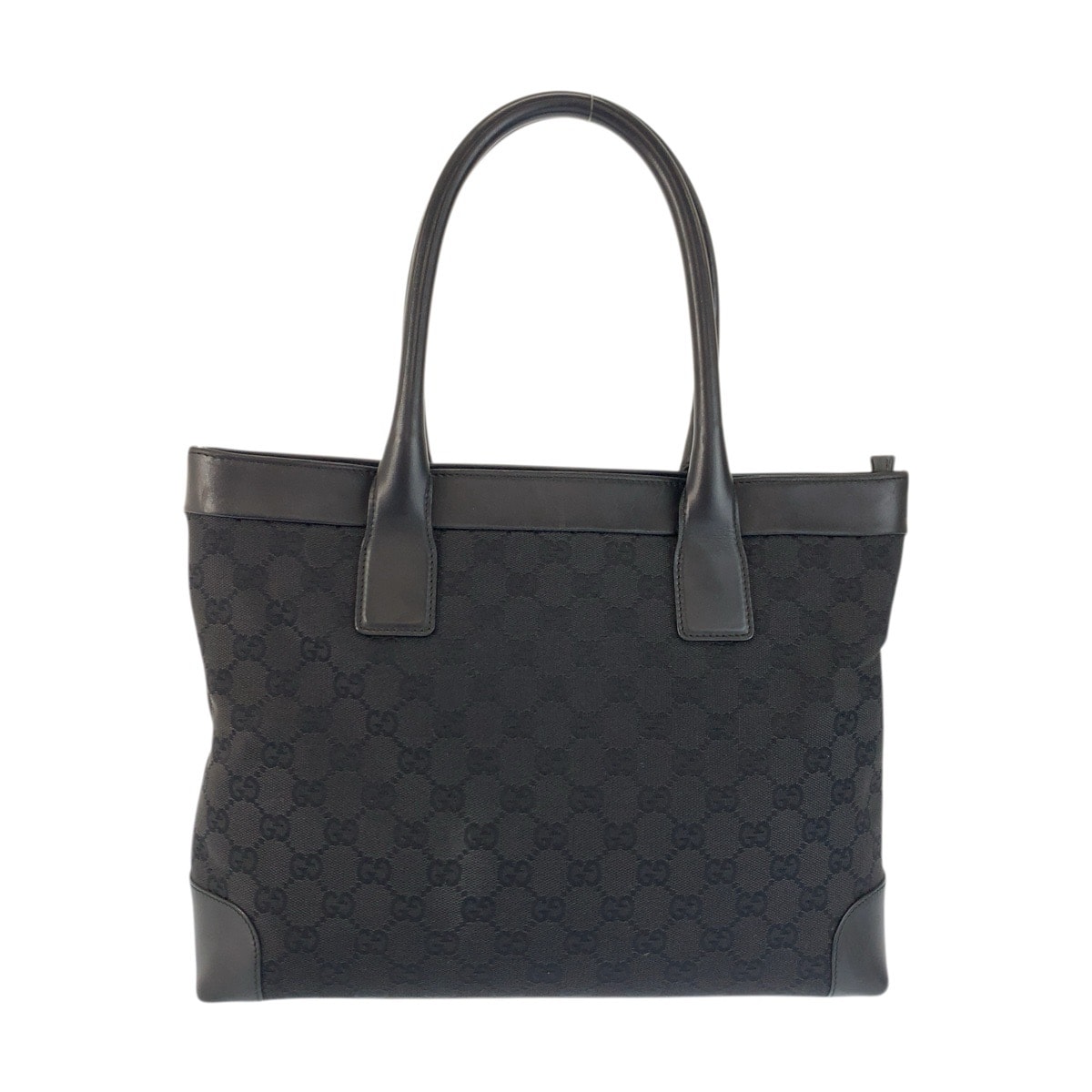 美品 GUCCI グッチ ブラック 黒 シルバー金具 GGキャンバス レザー/ トートバッグ ハンドバッグ Y601476 【中古】