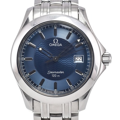 オメガ OMEGA 2511.81 シーマスター 120m デイト ブルー クォーツ メンズ 良品 腕時計 I#150658