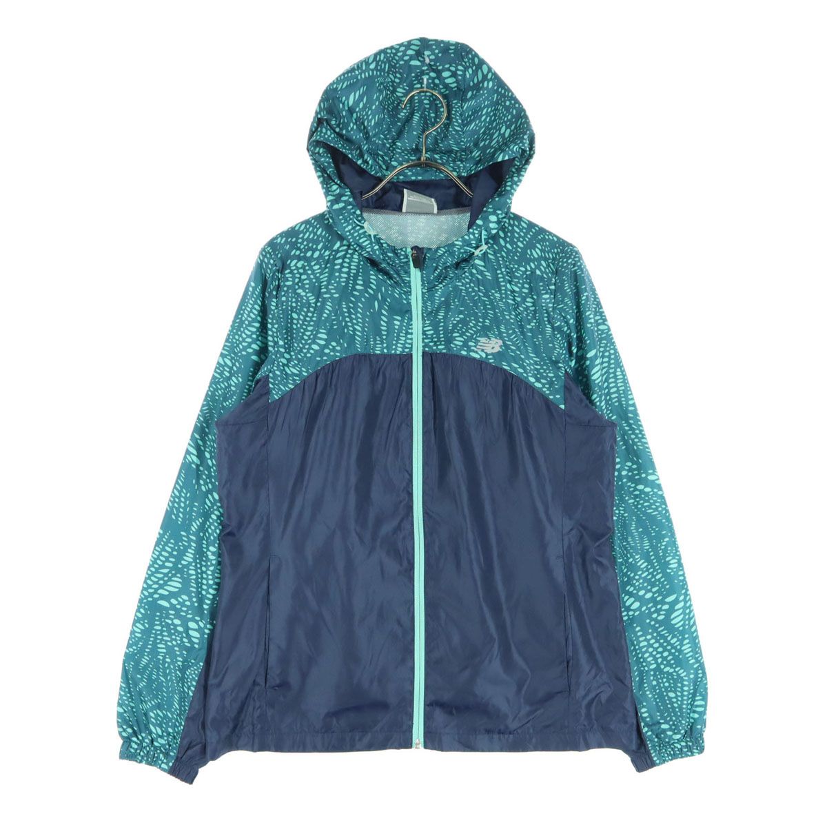 NEW BALANCE ニューバランス 生地切り替え ランニング 長袖 ウインドブレーカー L ネイビー