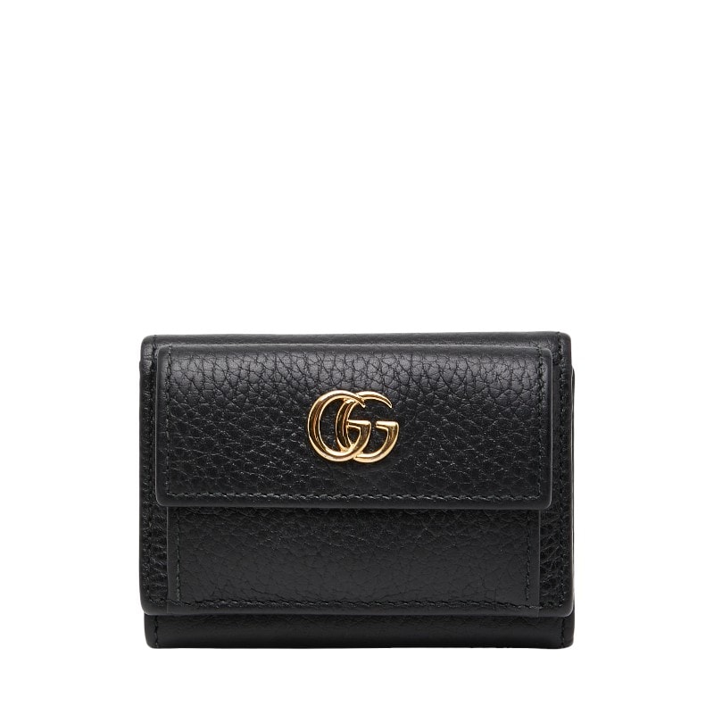 グッチ GGマーモント 三つ折り財布 523277 ブラック レザー レディース GUCCI 中古