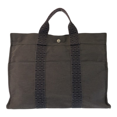 美品 HERMES エルメス エールラインMM グレー シルバー金具 ポリアミド ポリエステル/ トートバッグ ハンドバッグ 601448 【中古】