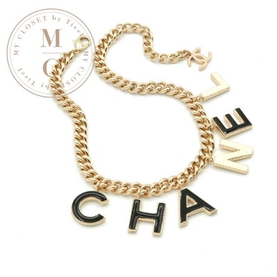 シャネル CHANEL ネックレス ペンダント チョーカー ゴールド ブラック ホワイト ココマーク ロゴ