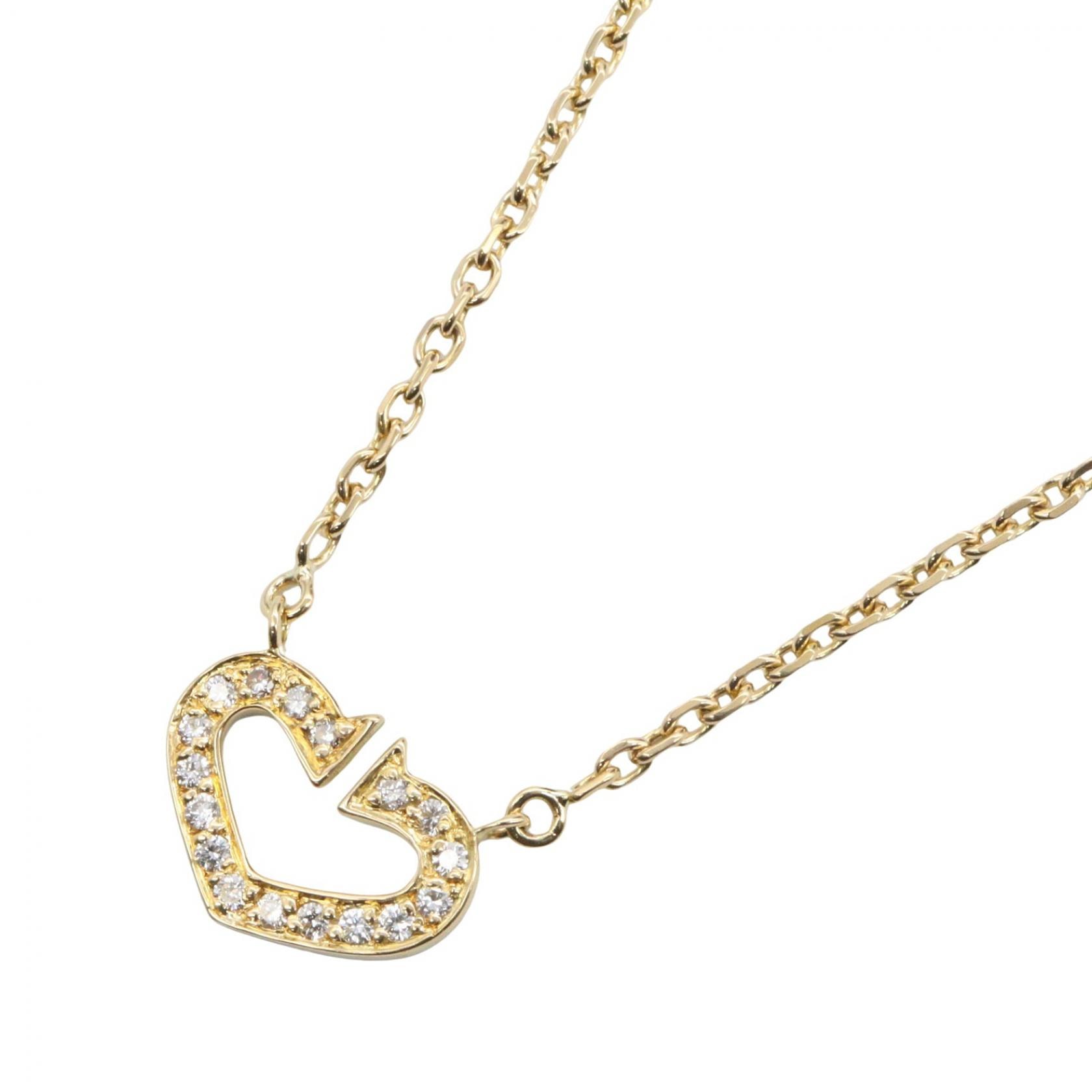カルティエ CARTIER Cハート ダイヤ ネックレス ネックレス ジュエリー K18(イエローゴールド) ダイヤモンド レディース ゴールド系 / クリア系 【中古】