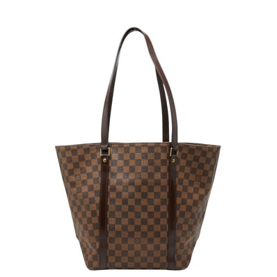 ルイ ヴィトン ダミエ サック ショッピング トートバッグ ショルダー ブラウン PVC レザー レディース LOUIS VUITTON 【中古】
