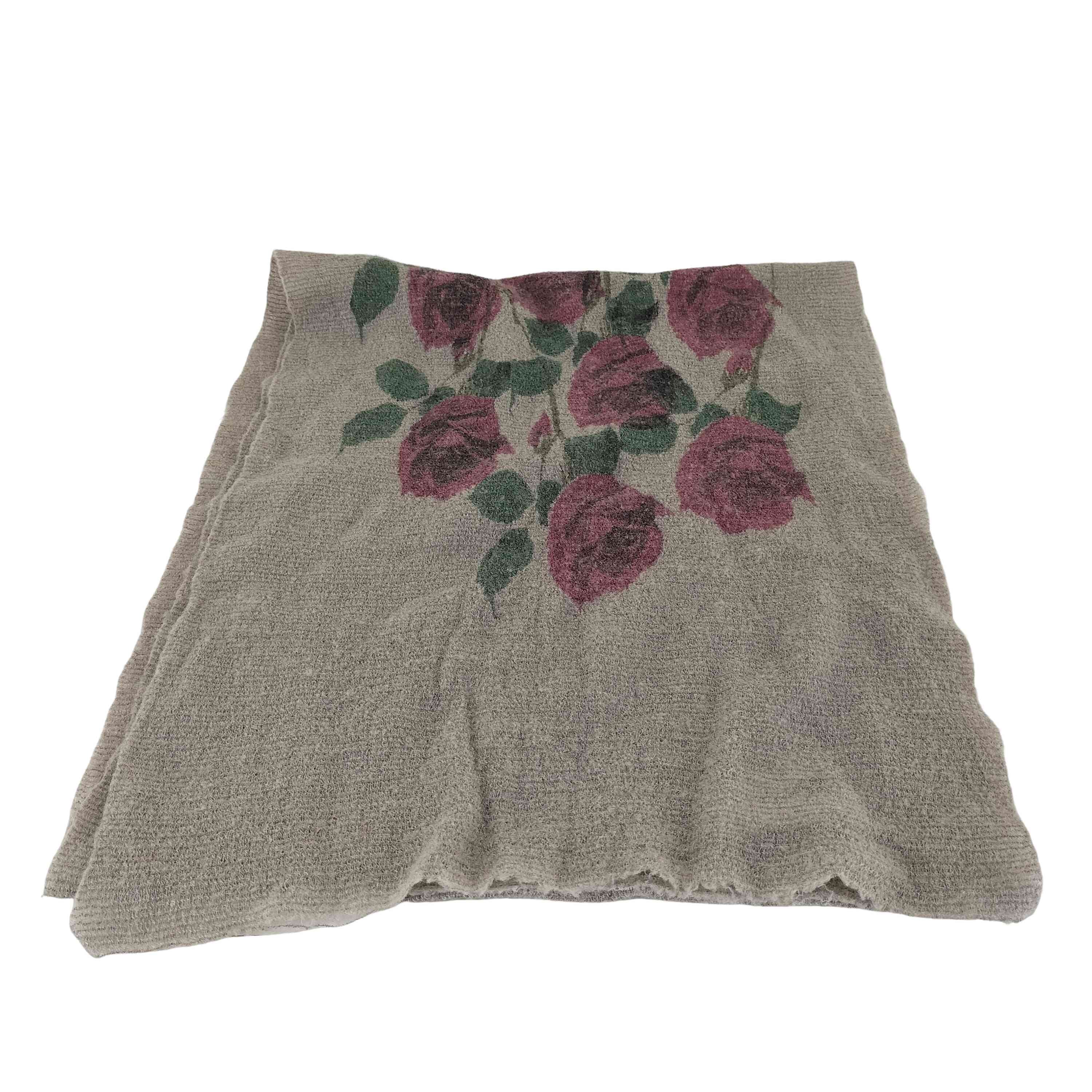B (目立った傷や汚れなし)】薔薇プリント ウール カシミヤ ストール