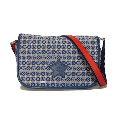GUCCI グッチ スター ダブルG ジオメトリック メッセンジャーバッグ GG インターロッキングG 未使用 チルドレンズ ブルー ショルダーバッグ 664143 U4GDN 4090