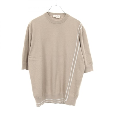 エルメス HERMES グラフィックライン ニット 半袖Tシャツ 衣料品 トップス コットン カシミヤ ベージュ メンズ ベージュ系 【中古】