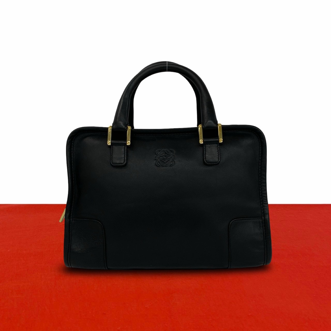 LOEWE ロエベ アマソナ 28 アナグラム ロゴ レザー ハンドバッグ ブラック
27557