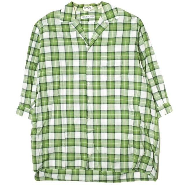 INDIVIDUALIZED SHIRTS x BEAMS BOY インディビジュアライズドシャツ ビームスボーイ 別注 アメリカ製 チェックワイドワンピース ONE SIZE グリーン 長袖 シャツ 開襟 トップス g20366