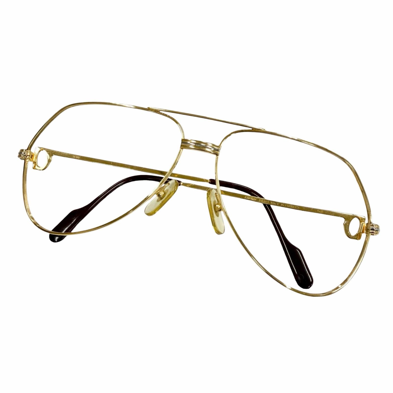 美品 カルティエ メガネ トリニティ ゴールド メンズ 62□14 140