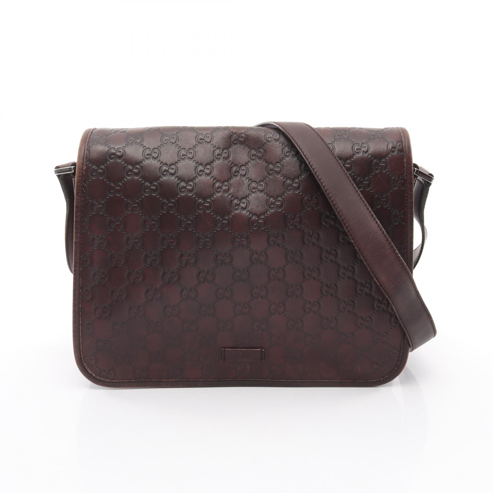 グッチ GUCCI グッチシマ ショルダーバッグ バッグ レザー メンズ レディース ブラウン系 145844 【中古】