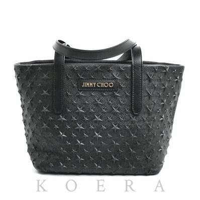 JIMMY CHOO ジミーチュウ ソフィア スモール スターエンボス トートバッグ ブラック レディース【中古】【美品】