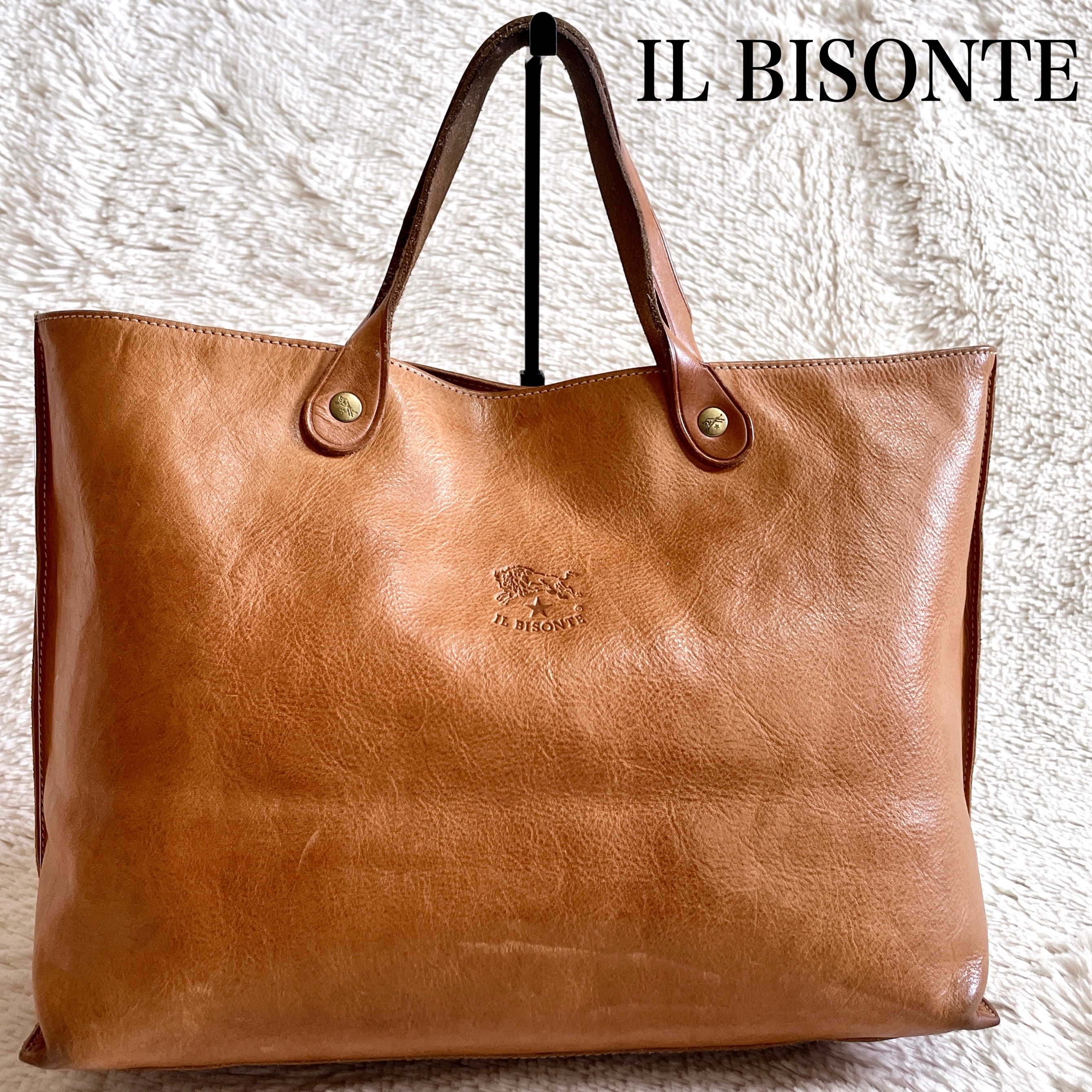 IL BISONTE イルビゾンテ オールレザー トートバッグ ロゴ 肩がけ