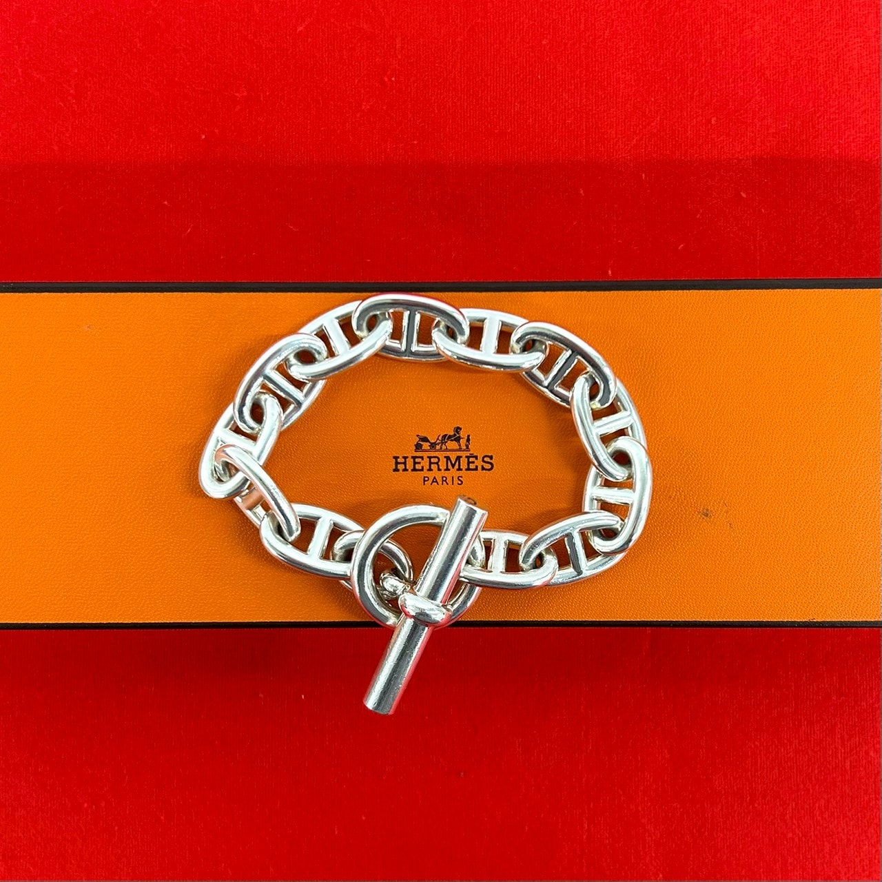 HERMES エルメス シェーヌダンクル TGM 12コマ シルバー925 ブレスレット シルバー
 -0424