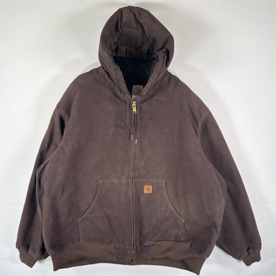 古着 カーハート Carhartt ダック アクティブジャケット パーカー フルジップ ワークジャケット 大きいサイズ 14042 ブラウン メンズ