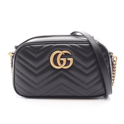 グッチ GUCCI GGマーモント ショルダーバッグ バッグ レザー レディース ブラック系 447632DTD1T1000 【新品】