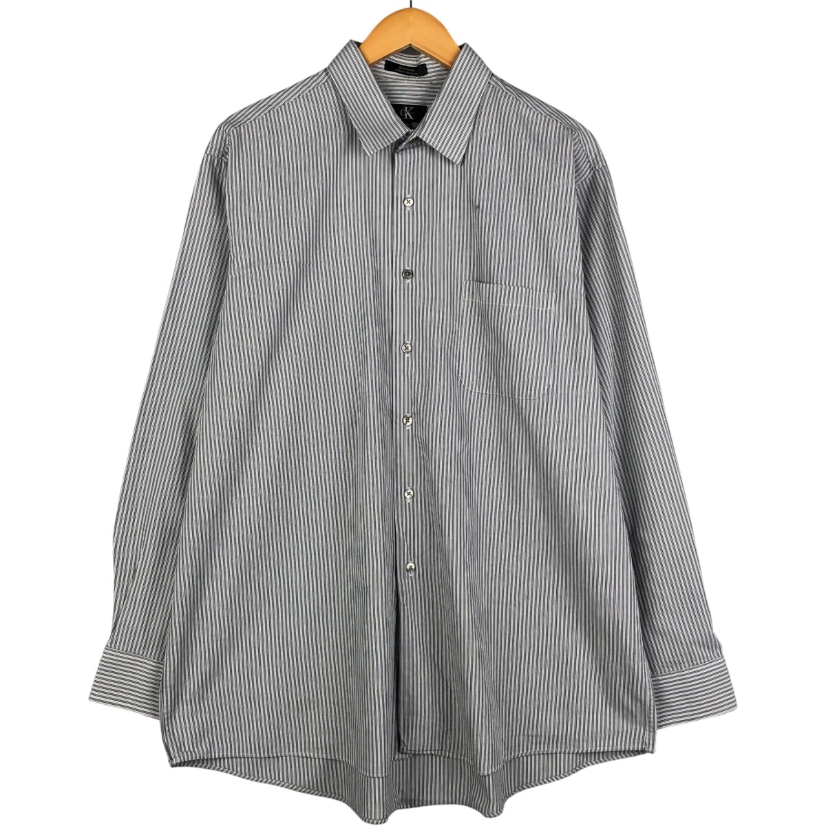 古着 90~00年代 カルバンクライン Calvin klein 長袖 コットンストライプシャツ メンズXL相当 ヴィンテージ/eaa600555