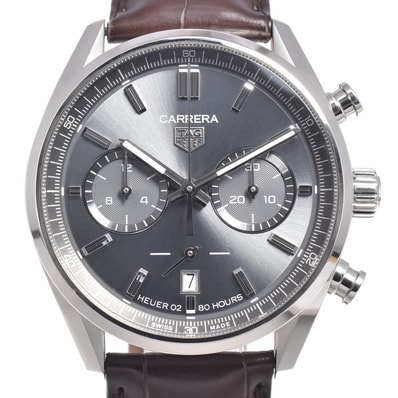 タグホイヤー TAG HEUER CBN2012-0 カレラ クロノグラフ 裏スケ グレー 自動巻き メンズ 美品 腕時計 L#150808