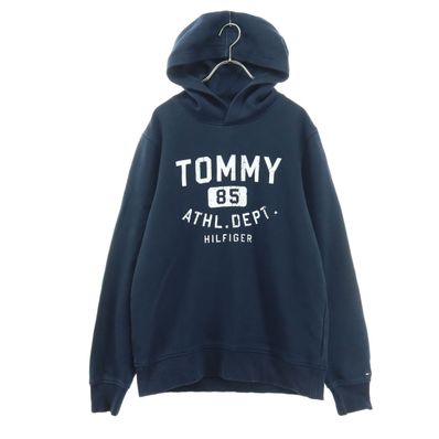 TOMMY HILFIGER トミーヒルフィガー プリント 長袖 スウェットパーカー M ネイビー