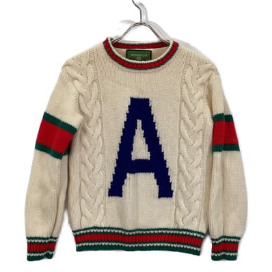 グッチ ABCDEFGUCCI 537540 アイボリー シェリーライン A ロゴ ニットセーター XXS