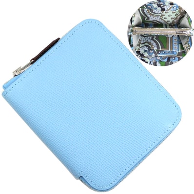 【新品】エルメス アザップコンパクト シルクイン セレスト コインケース 小銭入れ ラウンドファスナー ジップアラウンド エプソン レザー 本革 メンズ レディース レザー HERMES プレゼント ギフト ブランド 人気 エレガント セレブ