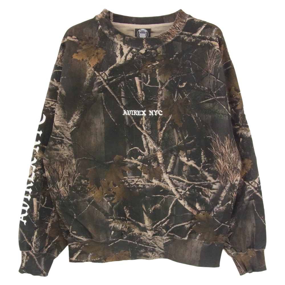 AVIREX アヴィレックス スウェット 26SS 783-6132003 CREW NECK SWEAT リアルツリーカモ柄 クルーネック スウェット ブラウン系 M【美品】【中古】