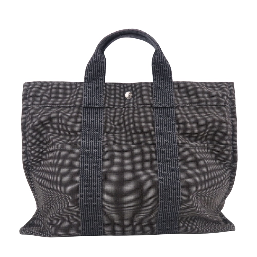 【中古】 エルメス トートバッグ エールラインMM ポリエステル グレー 新金具 カジュアル レディース メンズ HERMES