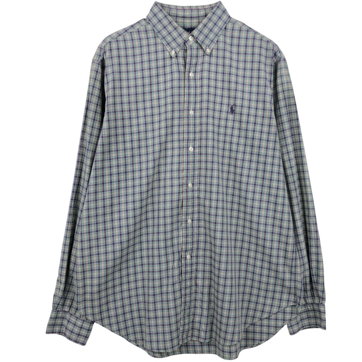 古着 ラルフローレン Ralph Lauren CLASSIC FIT クラシックフィット 長袖 ボタンダウンチェックシャツ メンズL相当/eaa662051