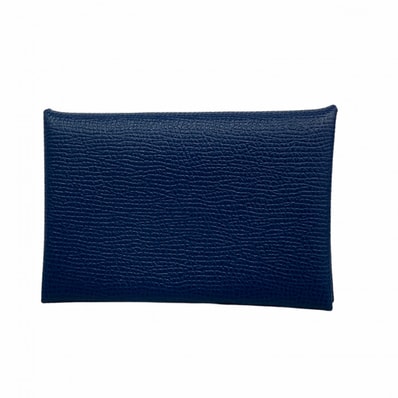 ★最終価格★SALE【6ea0059】エルメス カードケース カルヴィ ヴォーエプソン ブルーアンクル シルバー金具 C刻印【中古】メンズ レディース ユニセックス