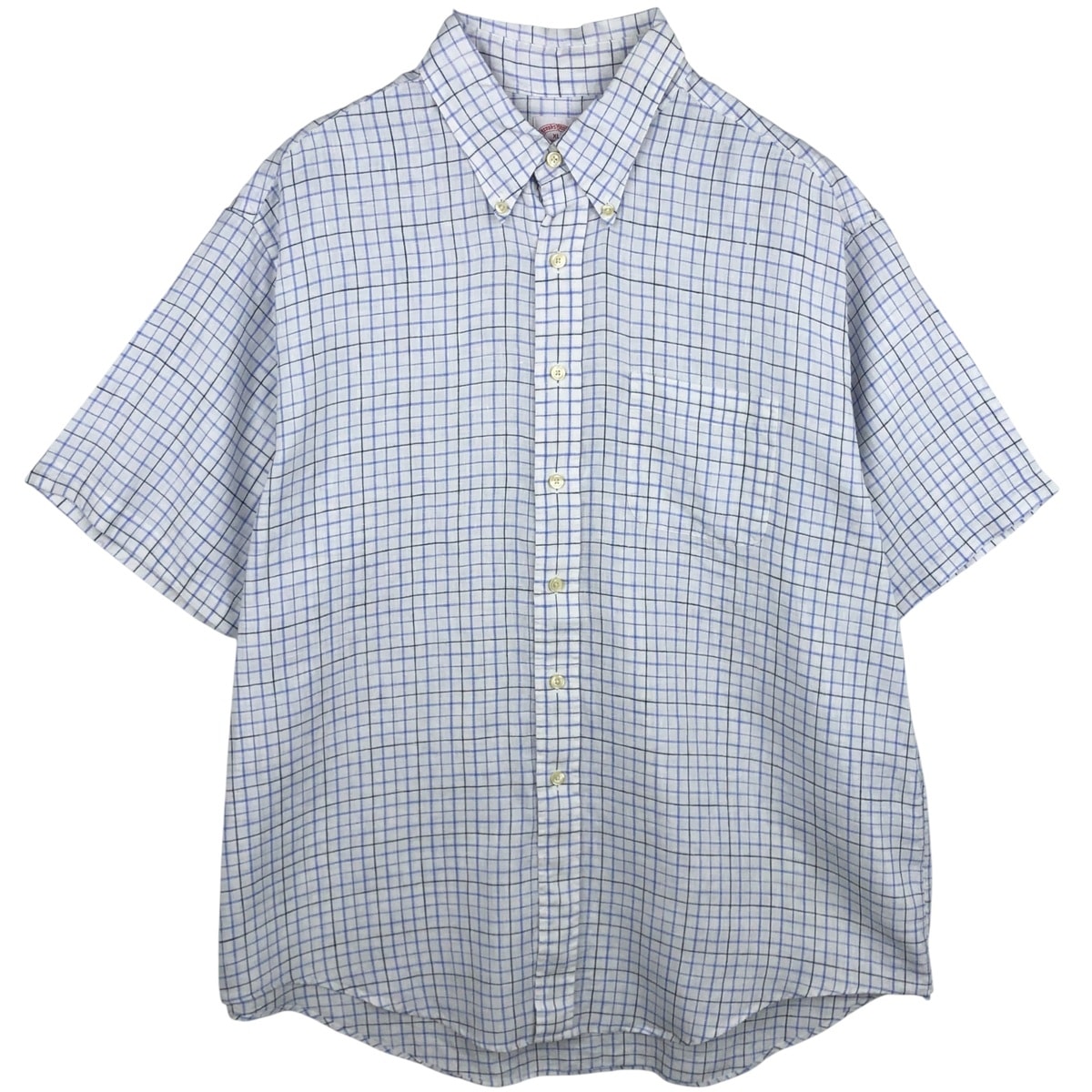 古着 ブルックスブラザーズ Brooks Brothers Est.1818 チェック柄 半袖 リネン ボタンダウンシャツ メンズXL相当/eaa612007