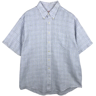 古着 ブルックスブラザーズ Brooks Brothers Est.1818 チェック柄 半袖 リネン ボタンダウンシャツ メンズXL相当/eaa612007