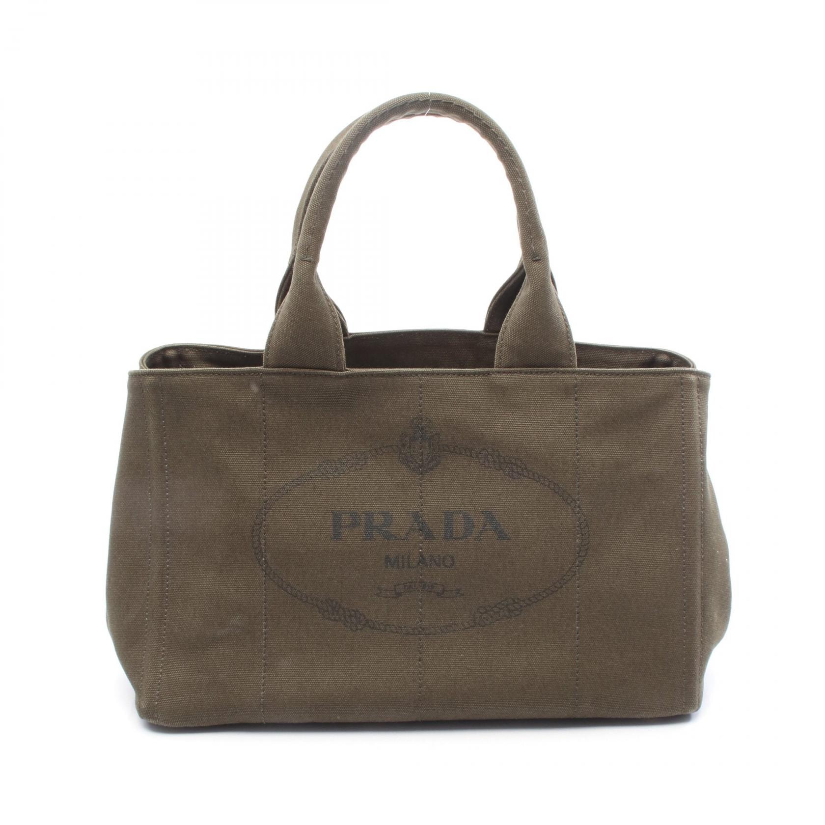 プラダ PRADA CANAPA カナパ トートバッグ バッグ キャンバス レディース カーキ系 1BG642 【中古】