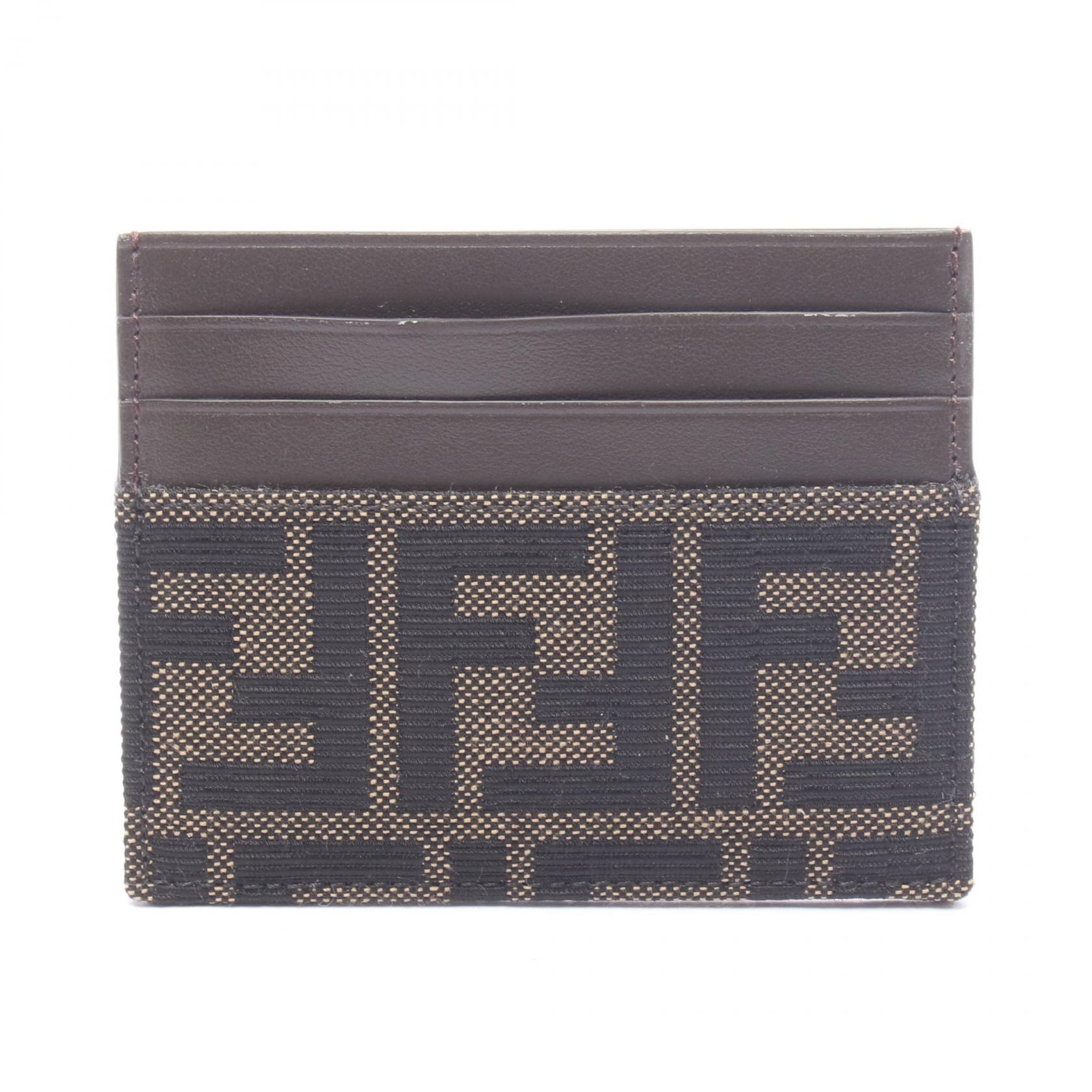 フェンディ FENDI FFジャガード カードケース アクセサリー キャンバス レザー メンズ ブラウン系 7M0164B16FF14YN 【新品】