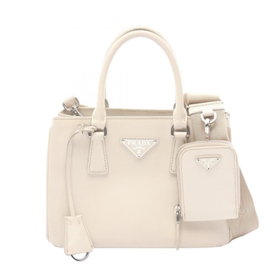 プラダ PRADA SAFFIANO LUX ミニ ガレリア ハンドバッグ バッグ レザー レディース アイボリー系 BN2842 【中古】