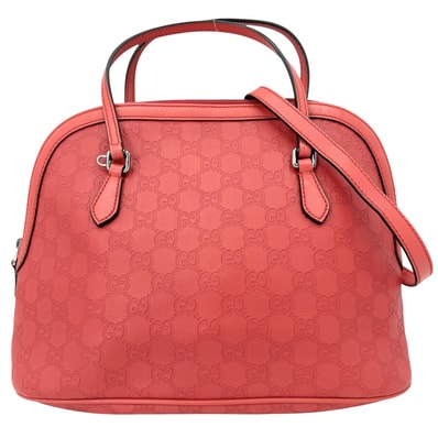 GUCCI グッチ 2WAY グッチシマ ショルダーバッグ ハンドバッグ 肩掛け 斜め掛け GG 420023 レザー レッド 赤 シルバー金具 レディース【中古品】