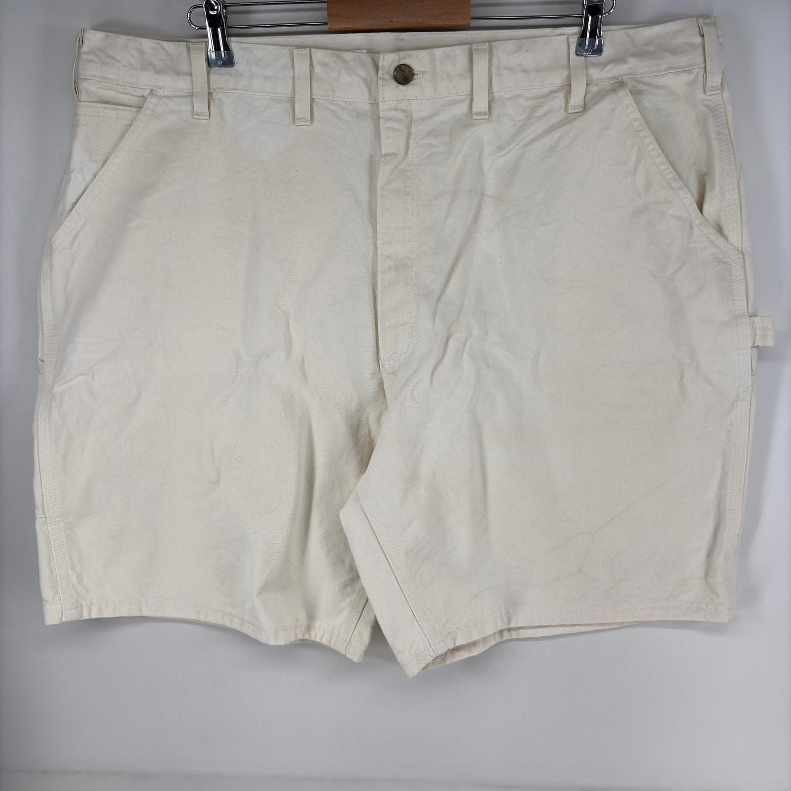 古着 カーハート Carhartt パンツ ペインターパンツ ワーク ハーフ ジッパーフライ ショート ワンポイントロゴ  ホワイト系 メンズ
