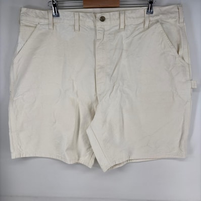 古着 カーハート Carhartt パンツ ペインターパンツ ワーク ハーフ ジッパーフライ ショート ワンポイントロゴ ホワイト系 メンズ