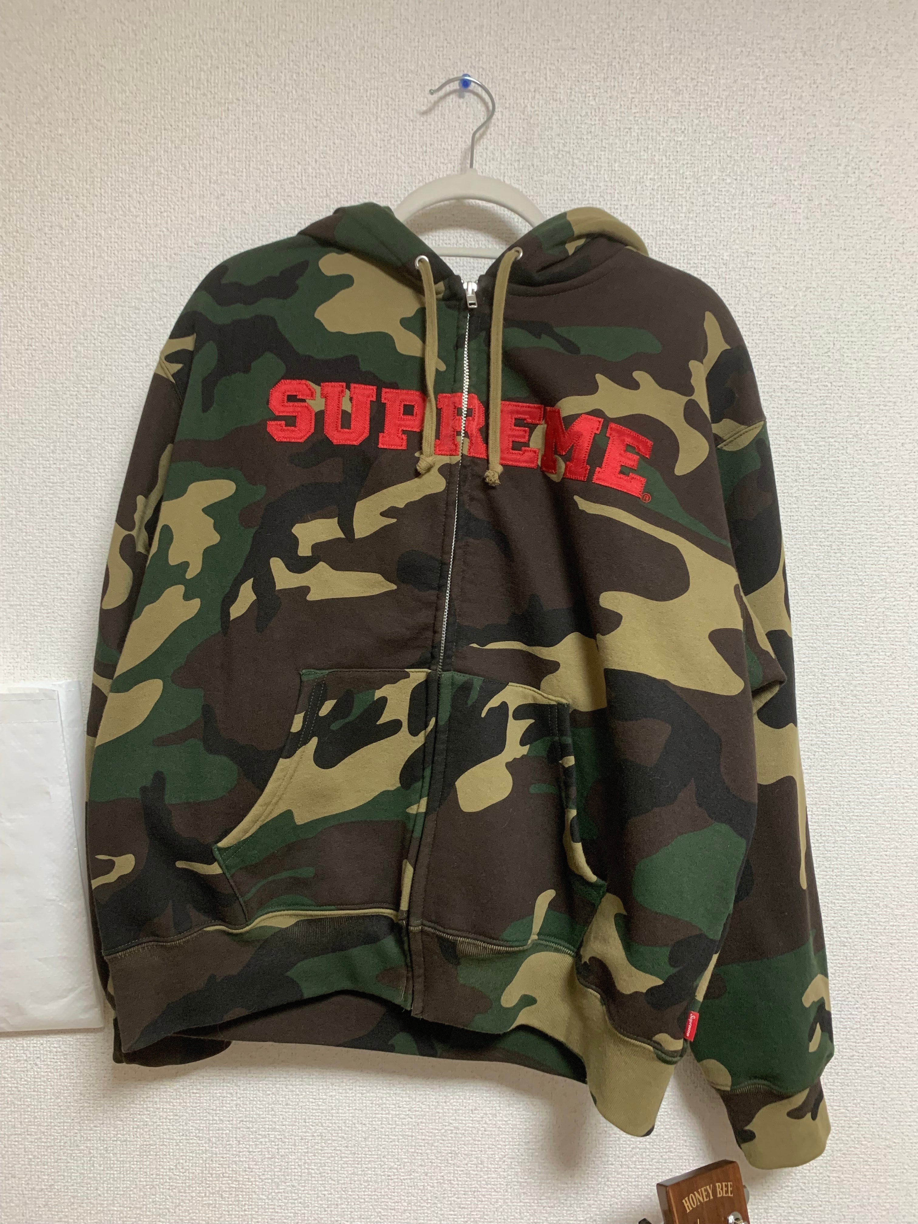 Supreme Collegiate Applique Zip Up Hooded Sweatshirt "Woodland Camo"