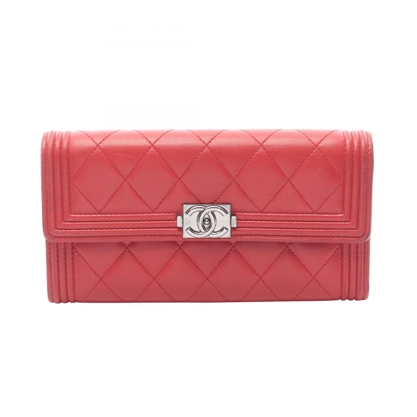 D (傷や汚れあり)】シャネル CHANEL ボーイシャネル 二つ折り長財布