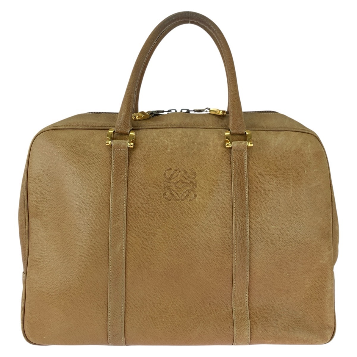 LOEWE ロエベ アナグラム ベージュ ゴールド金具 レザー ビジネスバッグ ブリーフケース 603724 【中古】