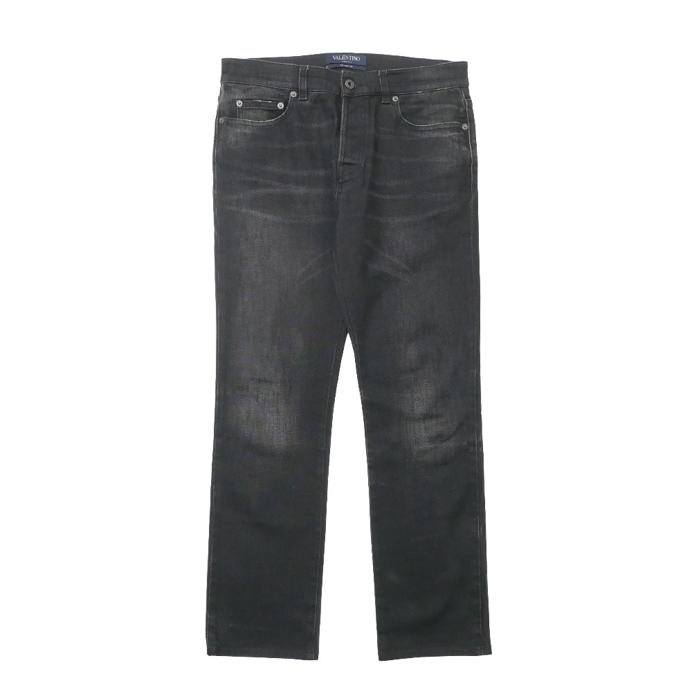 VALENTINO ヴァレンティノ SKINNY FIT スキニーパンツ サイズ31 ブラックデニムパンツ ジーンズ エイジング加工 イタリア製 ブランド古着【中古】20260312/RA8321
