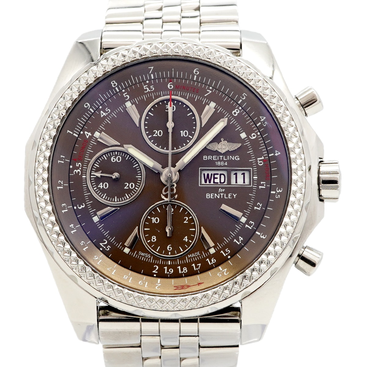 ★SALE【6wfc0259】ブライトリング ベントレーGT A13362 ブラウン文字盤【中古】腕時計 メンズ
