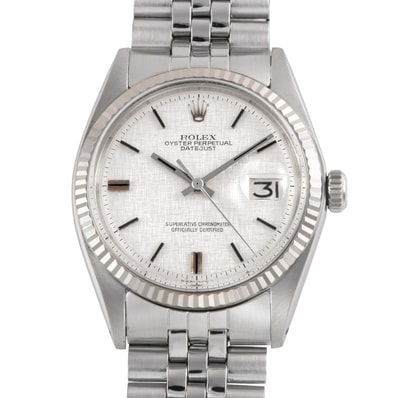 ROLEX ロレックス デイトジャスト シルバーモザイク リネン Tritium 1973年製 1601 SS/WG【中古】